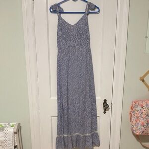 Japna Blue and White Patterned Maxi Dress